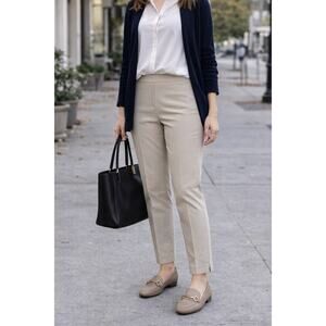 Talbots Chatham Ankle Pants 14P Petite Beige Stretch Slim Career